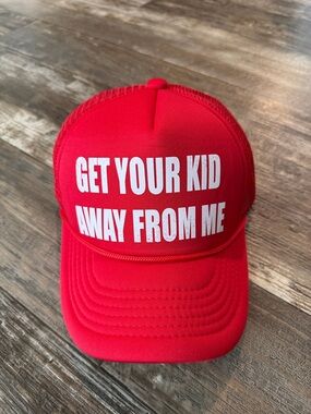 Red Trucker Hat with White Bold Text